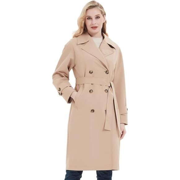 Women's  Trench Coats Plus Size Double-Breasted Loose Oversized with Belt - Picture 1 of 6